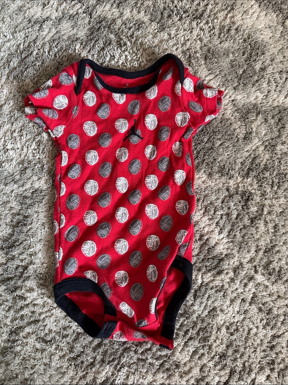 Jordan Red and Black Kids One-Piece Bodysuit